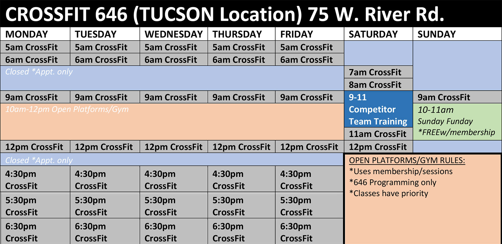 Schedule – Tucson – CrossFit 646